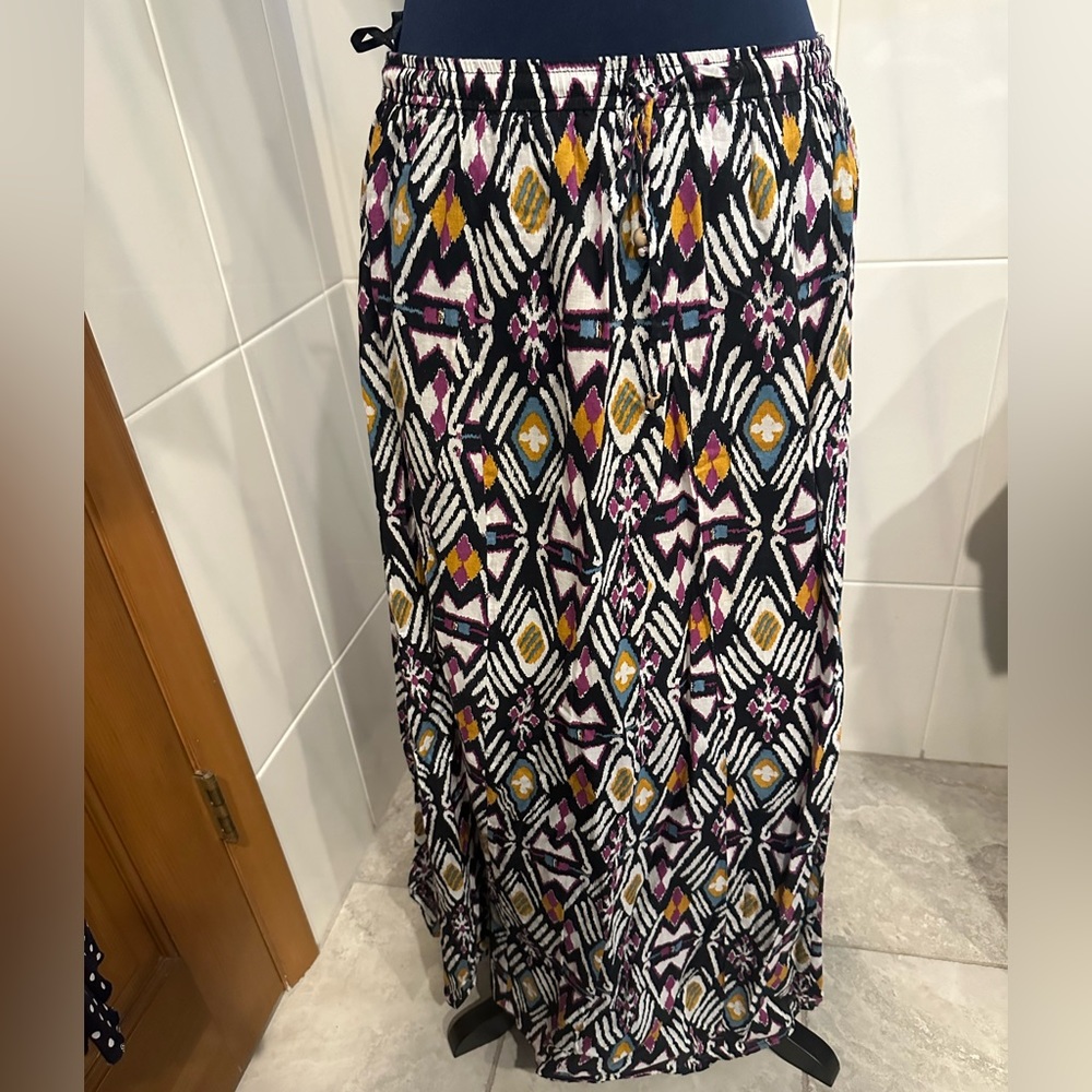 Bohemian long skirt with drawstring